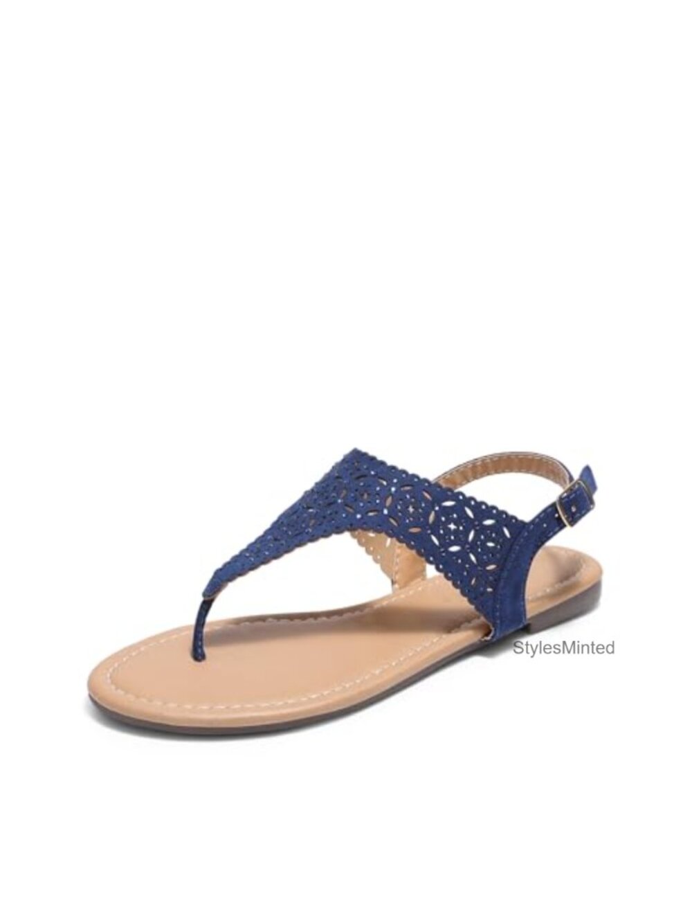 Faux Suede T-Strap Gladiator Flat Sandals with Ankle Strap